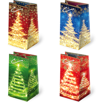 Torba świąteczna T7L op.10szt  stroiki i mikołaje wym.10x16x6