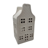 Keramický domeček na čajovou svíčku, bílý, 19 cm