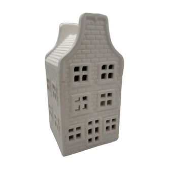 Keramický domeček na čajovou svíčku, bílý, 19 cm