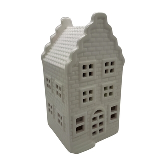 Keramický domeček na čajovou svíčku, bílý, 19 cm