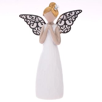 Polyresinový anděl s kovovými křídly - 10 cm, 4/180