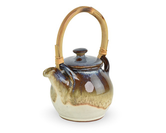 Keramická konev Bai Hao světlá s rákosovým uchem cca 0,35 l