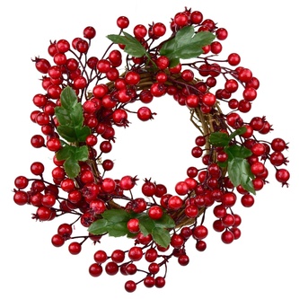 Věneček proutěný s červenými bobulemi Ø30 cm