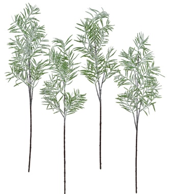 Větev zelená s jinovatkou 70 cm, set 4 ks