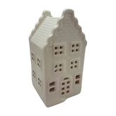 Keramický domeček na čajovou svíčku, bílý, 14,5 cm