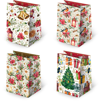 Torba świąteczna T5L op.10szt  stroiki i mikołaje wym.10x16x6