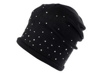 Bavlněná čepice s kamínky dámská - 1 ks - 6 černá