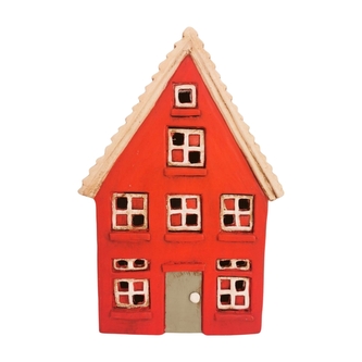 Keramický domeček LED, červený, 30 cm