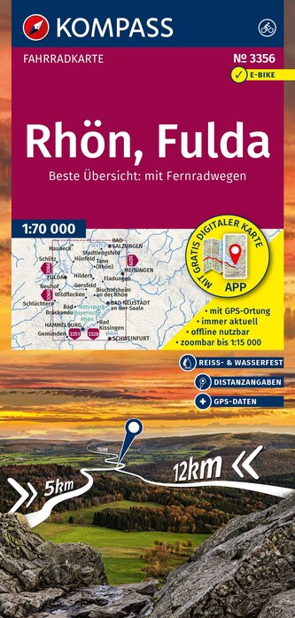 KOMPASS Fahrradkarte 3356 Rhön, Fulda 1:70.000