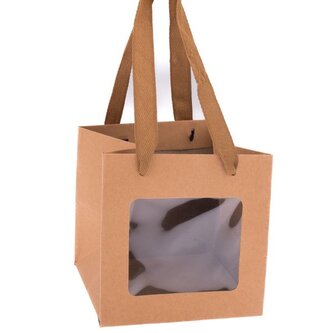 Papírová taška 15x15x15 cm s průhledem - sada 12ks, 12/600