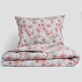 Vánoční flanelové povlečení 220x200, 70x90cm  VLOČKY červenošedé