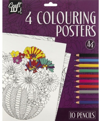 omalováky A4, pastelky Květiny