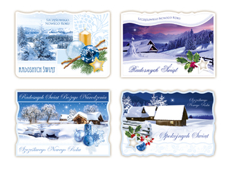 KARTKA POCZTOWA BOŻE NARODZENIE - POCZTÓWKA WIDOKI C6 Z BROKATEM MRG 734 A 50