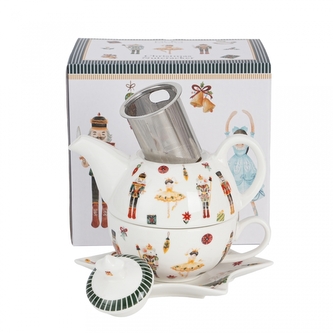 Porcelánová konvička s hrnkem a podšálkem VÁNOČNÍ LOUSKÁČEK v krabičce 300/450ml Porcelánová konvička s hrnkem a podšálkem VÁNOČNÍ LOUSKÁČEK v krabičce 300/450ml