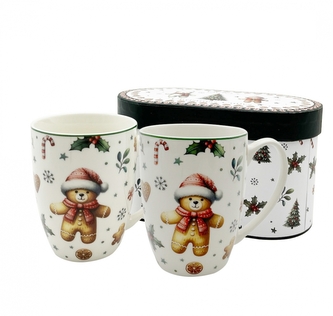 Sada 2ks porcelánových hrnků VÁNOČNÍ PERNÍČEK MEDVĚD, 360 ml Sada 2ks porcelánových hrnků VÁNOČNÍ PERNÍČEK MEDVĚD, 360 ml