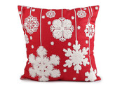 Vánoční povlak na polštář vyšívaný 45x45 cm - 1 ks - 3 červená bílá