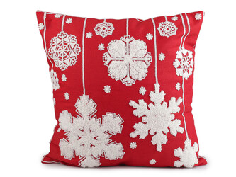Vánoční povlak na polštář vyšívaný 45x45 cm - 1 ks - 3 červená bílá