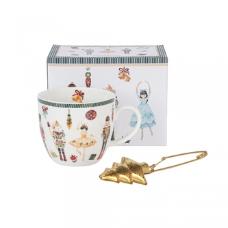 Porcelánový hrnek VÁNOČNÍ LOUSKÁČEK, 460 ml v krabičce s kovovým sítkem na čaj Porcelánový hrnek VÁNOČNÍ LOUSKÁČEK, 460 ml v krabičce s kovovým sítkem na čaj
