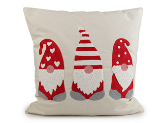 Vánoční povlak na polštář vyšívaný 45x45 cm - 1 ks - 1 režná světlá skřítek