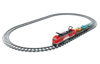 iM.Master Stavebnice vlak červený s auty 53,6x12x6 cm