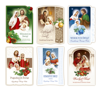 KARTKA POCZTOWA BOŻE NARODZENIE - POCZTÓWKA RELIGIJNA C6 Z BROKATEM MRG 757 A 50