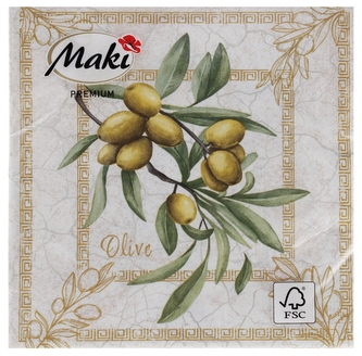 Serwetka papierowa 3warstwowa 33x33 Oliwki op20szt POL MAK SLOG061601
