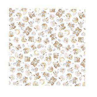 Flanelová plenka, 70x80 cm - Sny zvířátek, bílá/béžová; béžová, bílá; Flanel