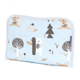 Cestovní přebalovací podložka Zvířátka, sv. modrá, 32x62cm; světle modrá, šedá; 100 % bavlna