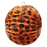 Halloweenský lampion, papírový, kulatý, 26 cm x 22,5 cm, očko na zavěšení