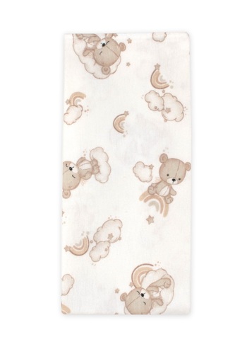 Flanelová plenka, 70x80 cm - Medvídek na mráčku, bílá/béžová; béžová, bílá; Flanel