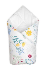 Kojenecká zavinovačka Klasik Flóra, bílá s potiskem; bílá