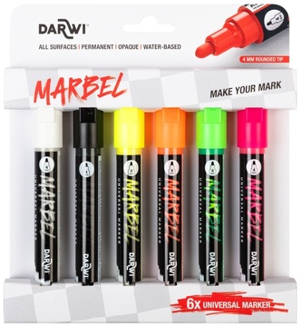 Markery akrylowe 6-kol. 4mm neonowe, Darwi