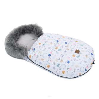 Zimní fusak Lux s kožešinkou, Birds, 50 x 100cm - šedá, bílá; šedá, bílá; 100% polyester; 100 cm