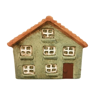 Keramický domeček LED zelený, 22,8 cm