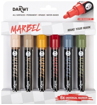 Markery akrylowe 6-kol. 4mm naturalne, Darwi