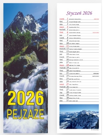 Kalendarz paskowy 2026 Pejzaże