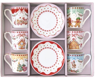 Porcelánové šálky a podšálky na kávu Sweet Christmas