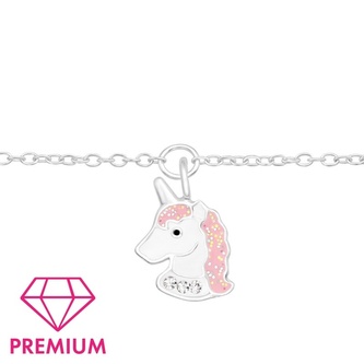 Dětský stříbrný řetízek premium s přívěškem Jednorožce; stříbro 925