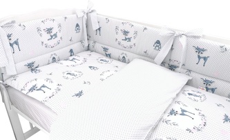 3-dílná sada Mantinel s povlečením, Koloušek, tečky, tm. máta, 135x100 cm; mátová, zelená; bavlna,hypoalergenní duté vlákno