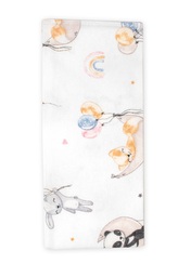 Flanelová plenka, 70x80 cm - Balónek a duha, bílá; béžová, bílá; Flanel