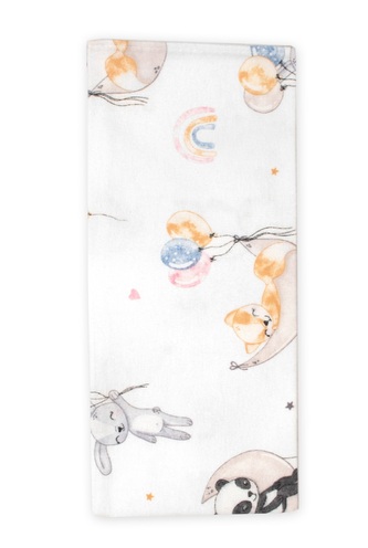 Flanelová plenka, 70x80 cm - Balónek a duha, bílá; béžová, bílá; Flanel