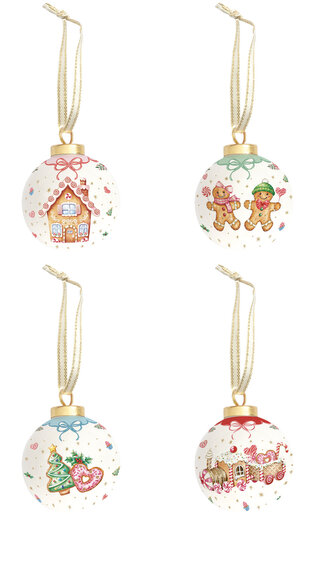 Sada čtyř keramických vánočních ozdob Sweet Christmas