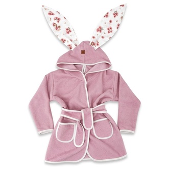 Dětský termožupan s oušky Kačenky - bílá, pudrově růžová; 80-98 (9-36m); pudrově růžová; 100% froté