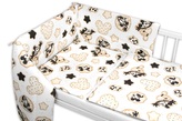 Mantinel s povlečením do postýlky, 3D sada Myška Retro - bílá s potiskem; bílá, béžová; 100 % bavlna, bavlna,hypoalergenní duté vlákno