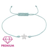 Náramek pro děti se stříbrnou ozdobou Květ s bílým zirkonem, mátový; stříbro 925