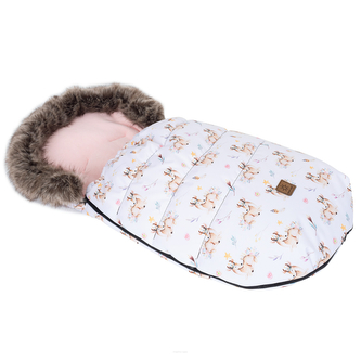 Zimní fusak Lux s kožešinkou, Srnky, 50 x 100cm - růžová, béžová; béžová, růžová; 100% polyester; 100 cm