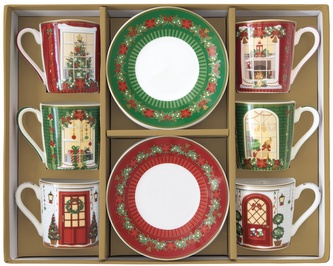 Porcelánové šálky a podšálky na kávu Festive Avenue