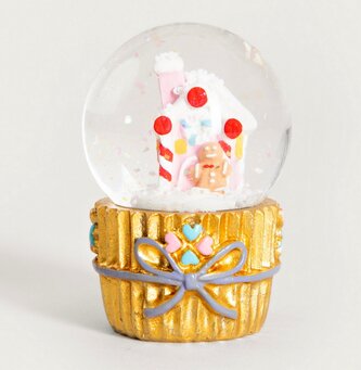 Sněhová koule | RONIE | perníkový domeček na zlatém podstavci | 5x7 cm | 755163