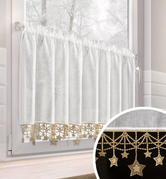 Vánoční dekorační krátká vitrážová záclona do kuchyně STARS III. 60x150 cm MyBestHome