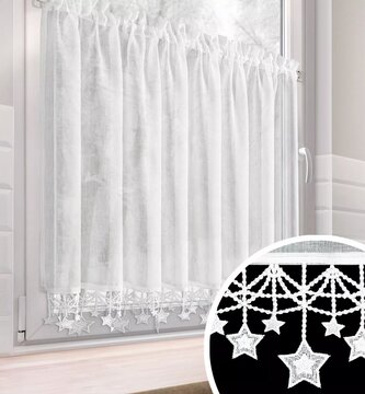 Vánoční dekorační krátká vitrážová záclona do kuchyně STARS 90x150 cm MyBestHome